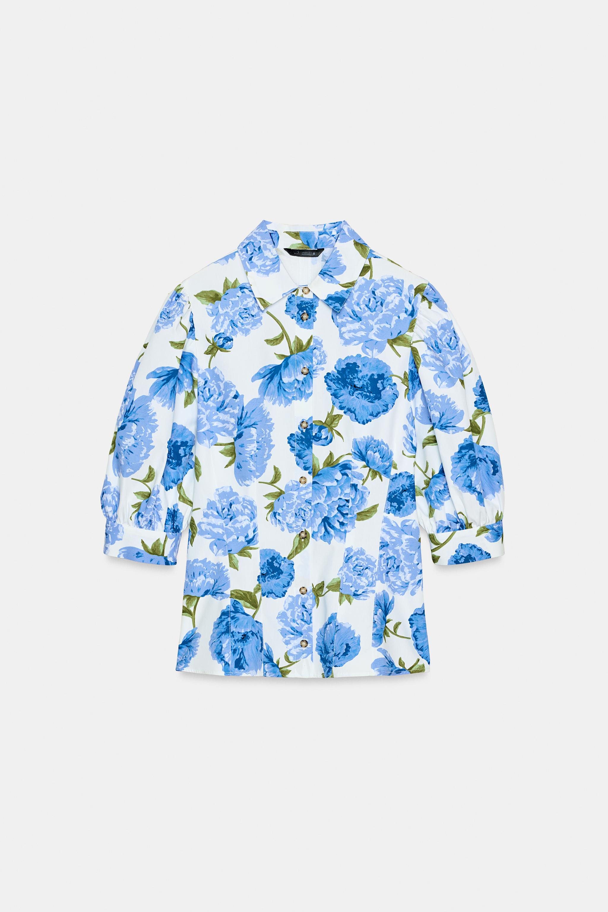 CHEMISE EN POPELINE À IMPRIMÉ FLORAL